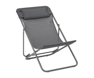 Transat Jardin Pliable - Chilienne Multi-positions Avec Têtière - Maxi Transat + - - Gris Obsidian - Lafuma Mobilier