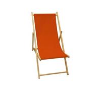 Transat JARDIN PRIVE Chilienne en bois coloris paprika Tissu traité déperlant Rouge