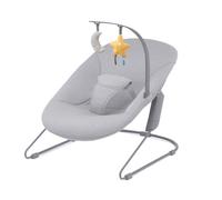 Kinderkraft, CALMEE Transat bébé minimaliste 0-9 kg, balancelle légère, harnais 3 points, arche amovible 2 jouets, compatible chaise haute IGEE, Gris