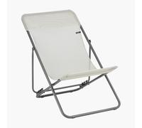 Lafuma MOBILIER - Transat Pliant Multiposition Maxi TRANSAT - Toile Batyline® Résistante - Chaise Longue Pliante Terrasse et Jardin - 4 Positions, Tout Confort, Fabriqué en France - Beige SEIGLE