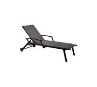 Transat Lit de soleil empilable Florence avec accoudoirs en Alu Allonge en TPEP graphite/gris