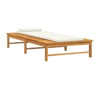 Transat - Naturel - Bois d'acacia massif - Dossier réglable - Coussin blanc crème - 1 personne