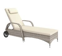 Transat - Outsunny - inclinaison réglable multipositions - matelas, têtière, accoudoirs, roulettes - résine tressée PE - gris clair