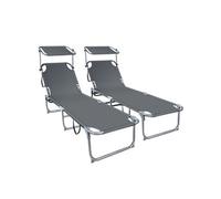 Transat pare soleil Lot de 2 pcs Gris