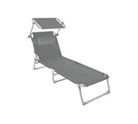 Transat pliable acier dossier réglable 4 positions avec coussin gris