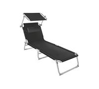 Transat pliable acier réglable 4 positions avec coussin de tête noir