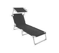 Bains de soleil - TECTAKE - Chaise longue transat de jardin en acier pliable 4 positions pare-soleil réglable en continu - Noir