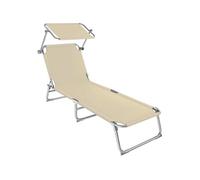 Transat pliable en acier et polyester dossier réglable, anti UV, beige