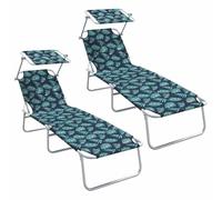 Transat Pliable Polyester Vert avec Dossier Réglable, Base Acier
