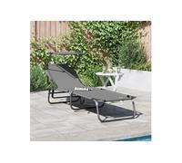 vidaXL Transat pliant avec auvent – Tissu Oxford 600D – Gris