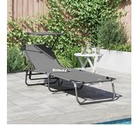 vidaXL Transat pliant avec auvent – Tissu Oxford 600D – Gris