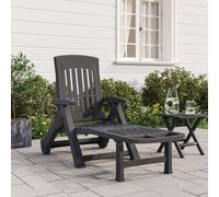 vidaXL Chaise longue pliable avec roues anthracite PP