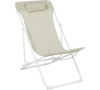 Transat Pliant Avec Tétière 3 Positions Beige / Sable Venise Hyba