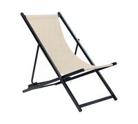 Transat Pliant et Inclinable pour l'Extérieur en Textilène Beige Locri II