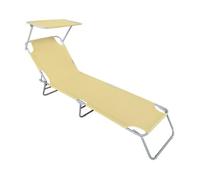 Transat Pliant - MEDIA WAVE STORE - 2309P - Dossier Réglable - Parasol Inclus - Beige