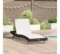 vidaXL Chaise longue — Accoudoirs réglables, Pliable, Tissu résistant aux UV — Noir