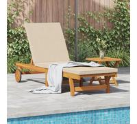 Transat Roulant Vidaxl Avec Table Et Coussin En Bois D'acacia Massif