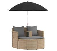 Transat terrasse -( 1 pc)- Canapé de jardin d'extérieur - 8 pc polyrotin Beige et Gris clair（168 x 168 x 180 cm） qrv66m