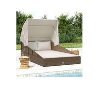 vidaXL Transat avec toit pliable 200x114x128 cm marron résine tressée