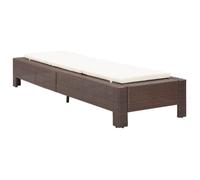 Transat - vidaXL - Marron - Résine tressée - Coussin blanc crème - Résistance intempéries