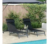 Transats 2-personne 3 pcs Noir et anthracite Acier vidaXL
