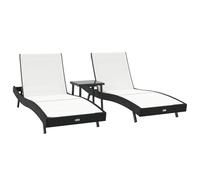 Transats 3 Pcs Noir Et Blanc 40 X 40 X 40.5 Cm Poly Rotin