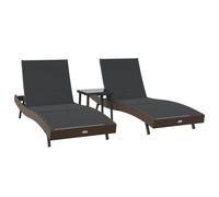 Transats Avec Coussin -Personne 3 Pcs Marron 40 X 40 X 40.5 Cm Poly Rotin