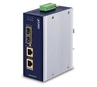 PLANET Convertisseur média industriel IP30 IGUP-2205AT Gigabit 2x PoE++ RJ45/2x SFP Bleu