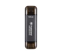 Transcend 128Go ESD310 Clé USB SSD Portable Double, 1050 Mo/s, USB-A+C | SSD externe USB 3.2 Gen 2 pour iPhone 17, 16, 15 pouces, iPad, Mac, Tesla, Steam Deck, Android et Smart TV