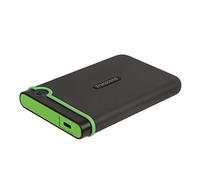 Transcend 2To Disque dur portable robuste StoreJet 25M3, Bouton Sauvegarde | Protection antichoc en 3 étapes, disque dur externe, USB 3.1 Type-C, résistant aux chocs, vitesses ultra-rapides, gris fer