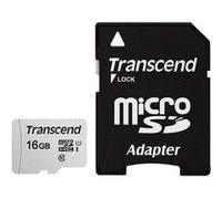 Transcend 300S - Carte mémoire flash (adaptateur inclus(e)) - 16 Go - UHS-I U1 / Class10 - microSDHC UHS-I Gris G