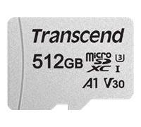 Transcend 300S - Carte mémoire flash (adaptateur inclus(e)) - 512 Go - A1 / Video Class V30 / UHS-I U3 / Class10 - microSDXC