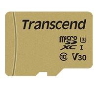 Carte microSDHC Transcend Premium 500S 32 GB Class 10, UHS-I, UHS-Class 3, v30 Video Speed Class avec adaptateur SD G