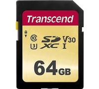 Transcend 500S - Carte mémoire flash - 64 Go - Video Class V30 / UHS-I U3 / Class10 - SDXC UHS-I Gold G
