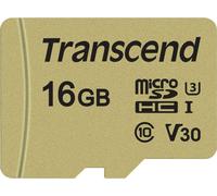 Transcend 500S - Carte mémoire flash (adaptateur microSDHC/SD inclus) - 16 Go - classe vidéo V30 / UHS-I U3 / classe 10 - microSDHC