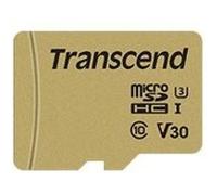 Transcend 500S - Carte mémoire flash (adaptateur microSDHC - SD inclus(e)) - 16 Go - Video Class V30 / UHS-I U3 / Class10 - micro SDHC G