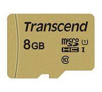 Transcend USD500S Carte mémoire microSDHC 8GB UHS-I, C10, U3, V30, 4K, Full HD, jusqu'à 95/80 MB/s, Conçue pour Caméras d'action et Drones - TS8GUSD500S