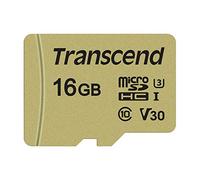 Transcend Carte mémoire microSDHC 500S 16GB UHS-I, C10, U3, V30, 4K, Full HD, jusqu'à 95/80 MB/s, conçue pour caméras d'action et drones - TS16GUSD500S