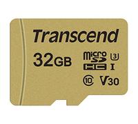 Transcend Carte mémoire microSDHC 500S 32GB UHS-I, C10, U3, V30, 4K, Full HD, jusqu'à 95/80 MB/s, conçue pour caméras d'action et drones - TS32GUSD500S