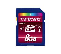 Transcend Carte SDHC 8Go Classe 10 UHS-I U1 MLC, Lecture 90 Mo/s, 10000 cycles, 24x32x2.1mm, Ref TS8GSDHC10U1