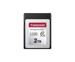 Transcend CFE830 2To CFexpress4.0 Carte mémoire Type B pour Capture vidéo 4K/8K Vitesse de Transfert Ultra Rapide de 3500 Mo/s -TS2TCFE830