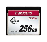 Transcend Carte mémoire CFast 2.0 256GB CFX650 SATA III 6Gb/s, jusqu'à 510/370 MB/s, MLC NAND Flash, conçue pour la cinématographie professionnelle en haute résolution, Full HD et 4K - TS256GCFX650