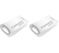 Transcend Clé USB JetFlash 32GB, Petite et compacte 3.1 Gen 1 (pour Porte-clés), avec Emballage Frustration Free, Argent - TS32GJF710SPE (Lot de 2)