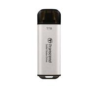 Transcend ESD300 1 To SSD Portable USB Type-C 3.2 Gen 2 Argent - Lecture 1050 Mo/s, Écriture 950 Mo/s, Flash 3D NAND, exFAT, Compatible Windows/macOS/Android