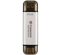 Transcend ESD310 - SSD - 512 Go - externe (portable) - USB 3.2 Gen 2x1 (USB-C connecteur) - argent