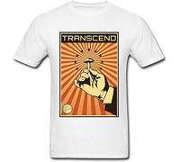 Transcend Funny Men T-Shirt Vintage Poster Print Male T Shirts Hand & Mushroom Cartoon Tee White XXL