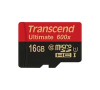 Transcend microSDHC 16GB Classe 10 UHS-I MLC, Vitesse Lecture 90MB/s, Tension 2.7-3.6V, Température -25°C à 85°C, Dimensions 15x11x1 mm