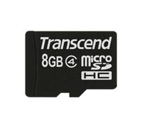 Transcend MicroSDHC 8 Go Classe 4 TS8GUSDC4 : 11x15x1mm, Noir, Tension 2.7V, Température d'opération -25°C à 85°C, Plug and Play