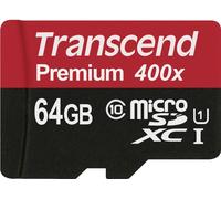 Transcend - microSDXC Premium 64 Go UHS-I (90MB/s) + adaptateur SD