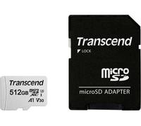 Transcend microSDXC 300S-A 512 Go Classe 10 UHS-I U3 V30 A1 (microSDXC, 512 Go, U3, UHS-I), Carte mémoire, Argent